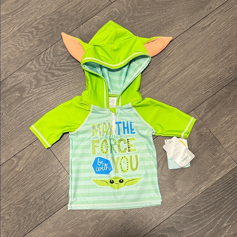 Green and Blue Baby Yoda Swim Shirt